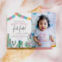 First Fiesta Cactus Succulent Girl Birthday Photo Invitation