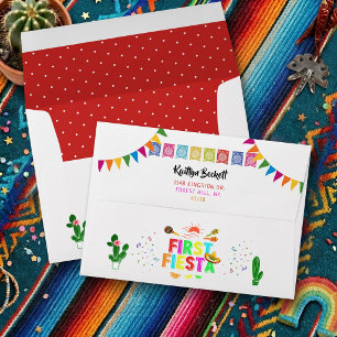 First Fiesta Colorful Mexican 1st Birthday Party Envelope