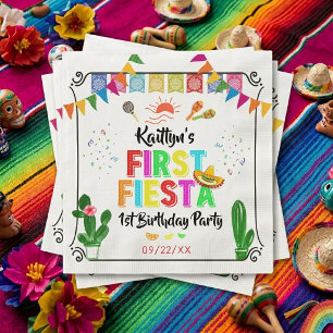 First Fiesta Colorful Mexican 1st Birthday Party Napkins