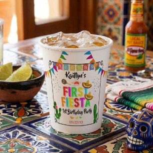 First Fiesta Colorful Mexican 1st Birthday Party Paper Cups