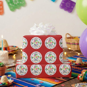 First Fiesta Colorful Mexican 1st Birthday Wrapping Paper