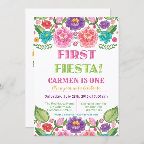 First Fiesta Floral Birthday Invitation