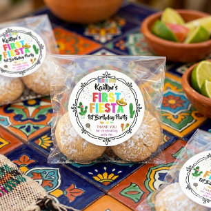 First Fiesta Mexican 1st Birthday Party Favor Classic Round Sticker
