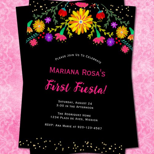 First Fiesta Mexican Floral Birthday Party Invitation