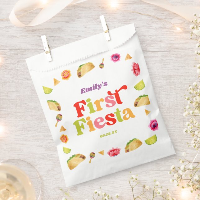 First Fiesta Taco 1st Birthday Party Favor Bag (Clipped)