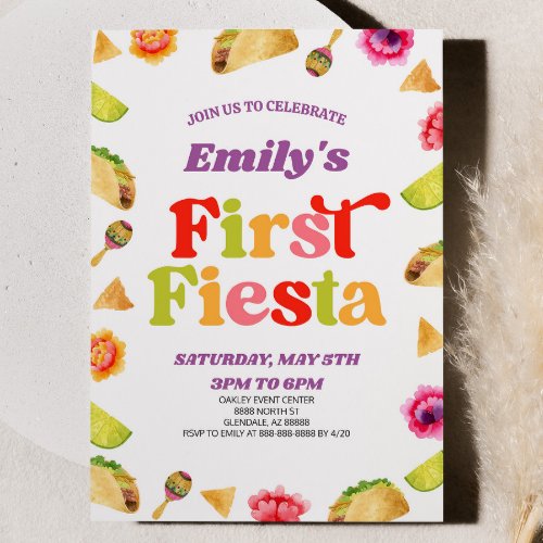 First Fiesta Taco 1st Birthday Party Invitation
