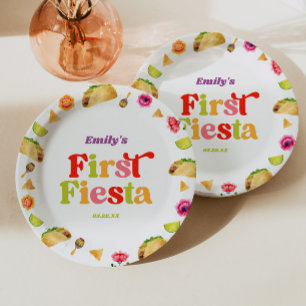 First Fiesta Taco 1st Birthday Party Paper Plates