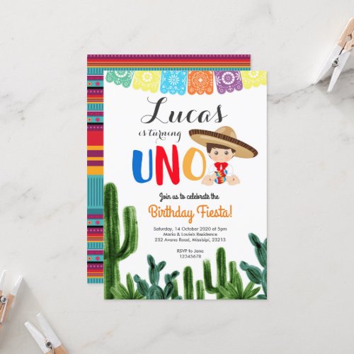 First Fiesta UNO Cactus Birthday Invitation