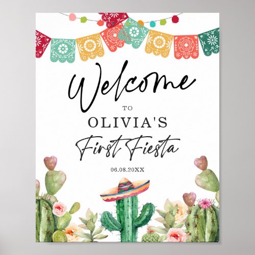 First Fiesta Welcome Sign 1st Birthday Mexican