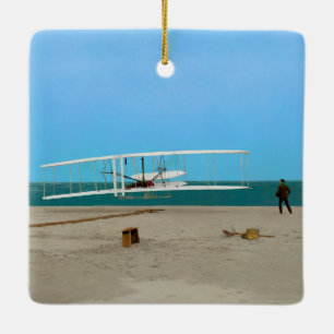 First Flight Wright Brothers Vintage Airplane Ceramic Ornament