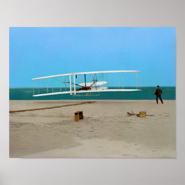First Flight Wright Brothers Vintage Airplane Poster (Front)