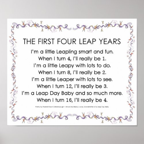 FIRST FOUR LEAP YEARS Poster 1256 x 1035