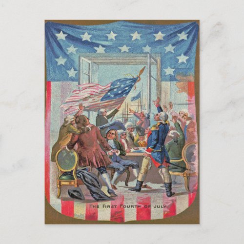 First Fourth of July American Flag Postcard