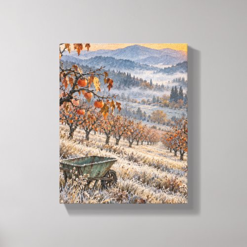 First Frost in the Persimmon Orchard - Autumn Land Canvas Print