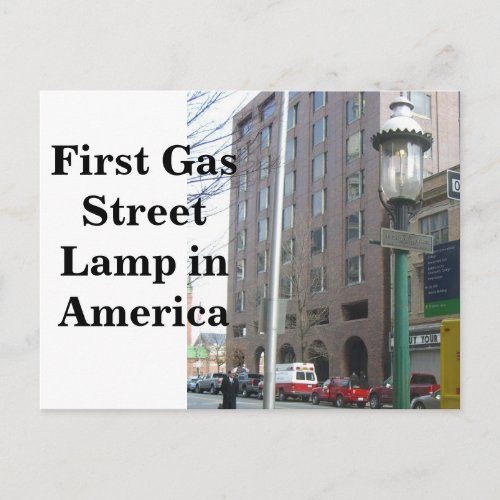 First Gas Street Lamp in America Postcard