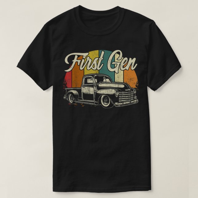 First Gen Classic Truck 1st Generation USA Flag Vi T-Shirt (Design Front)