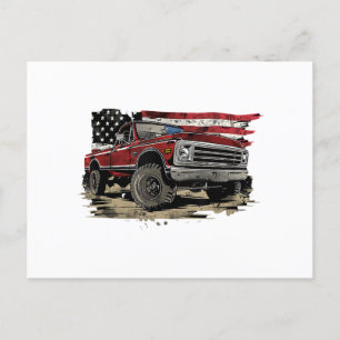 First gen pickup truck old truck vintage truck holiday postcard