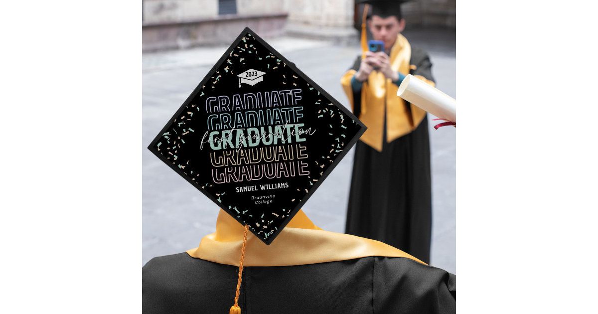 First Generation Graduate Confetti Graduation Cap Topper | Zazzle