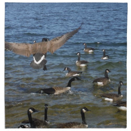 First goose to fly geese on Lake Arrowhead Cloth Napkin