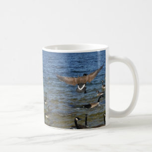 First goose to fly, geese on Lake Arrowhead Coffee Mug