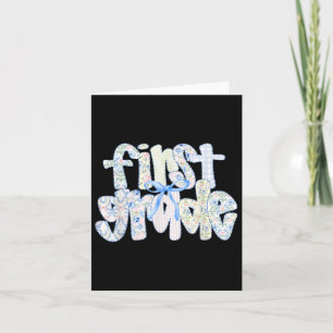 First Grade 1st Grade Coquette Bow Back To School Card
