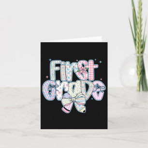 First Grade Back To School Coquette Preppy Pencil Card
