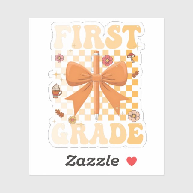First Grade Back To School Fall Bow Coquette   Sticker (Sheet)