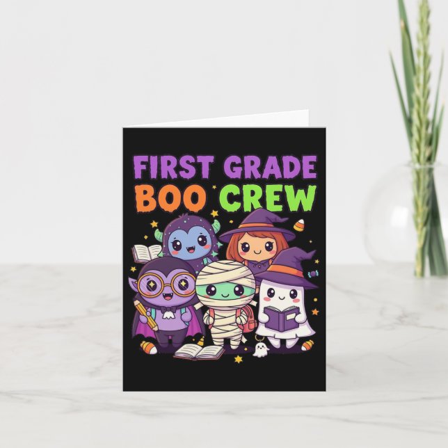 First Grade Boo Crew Cute Halloween Clroom Design  Card (Front)