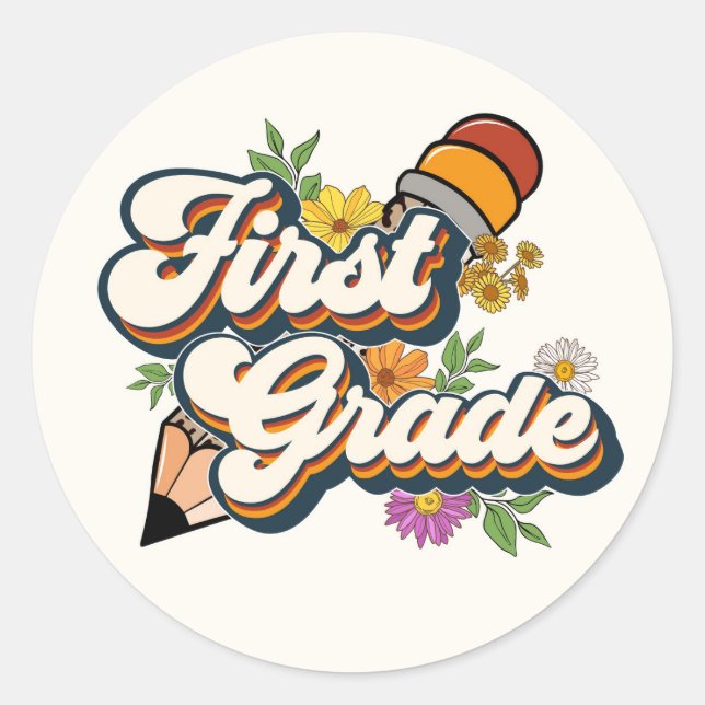 First Grade Classic Round Sticker (Front)
