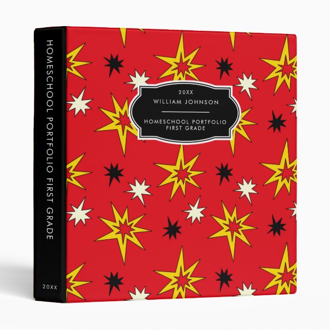 First Grade | Comic Book Homeschool Portfolio 3 Ring Binder (Front/Spine)