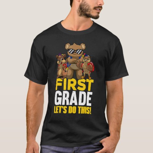 First Grade Cool Animal Squad Cute Class Student T T_Shirt
