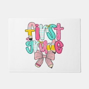 First Grade Coquette Bow Back To School First Day Doormat