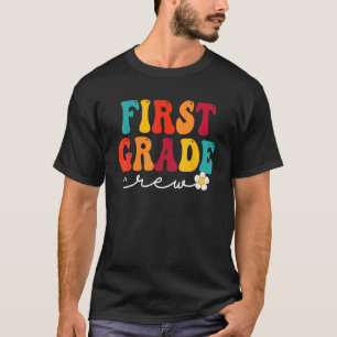 First Grade Crew Back to School Retro Teacher Stud T-Shirt