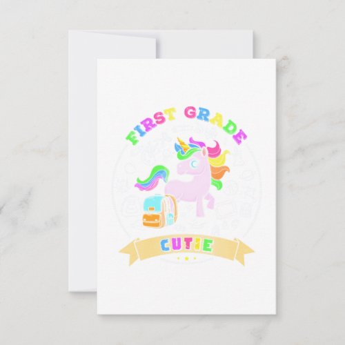 First Grade Cutie Unicorn Back to School Girl Card