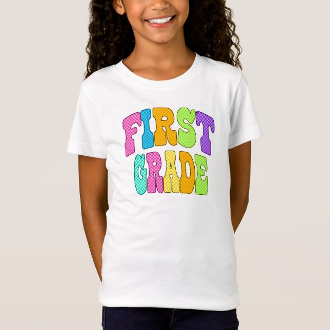 First Grade Flair: Bursting into Bright Beginnings T-Shirt (Front)