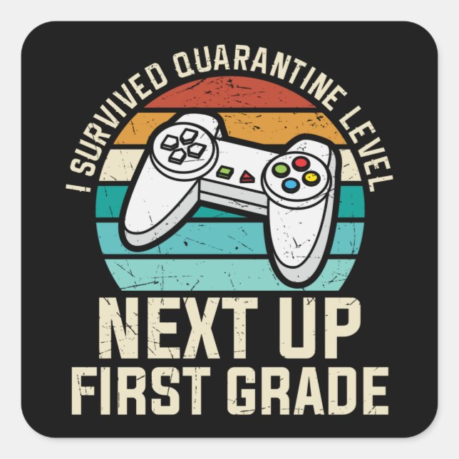 First Grade Gamer Back to School Student Gift Square Sticker (Front)