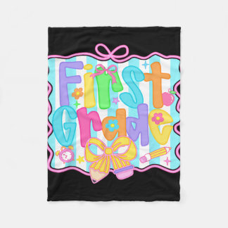 First Grade Girls Ck To School Bow Cute Coquette P Fleece Blanket