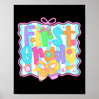 First Grade Girls Ck To School Bow Cute Coquette P Poster
