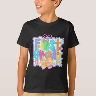 First Grade Girls Ck To School Bow Cute Coquette P T-Shirt