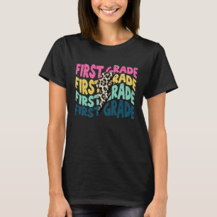 First Grade Leopard Lightning Bolt Teacher Back To T-Shirt