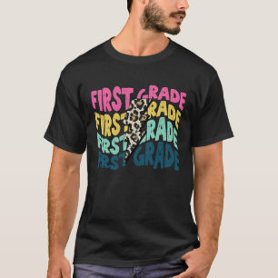 First Grade Leopard Lightning Bolt Teacher Back To T-Shirt