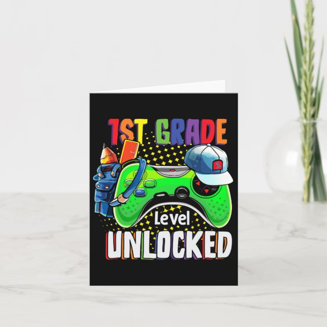 First Grade Level Unlocked Back To School Video Ga Card (Front)