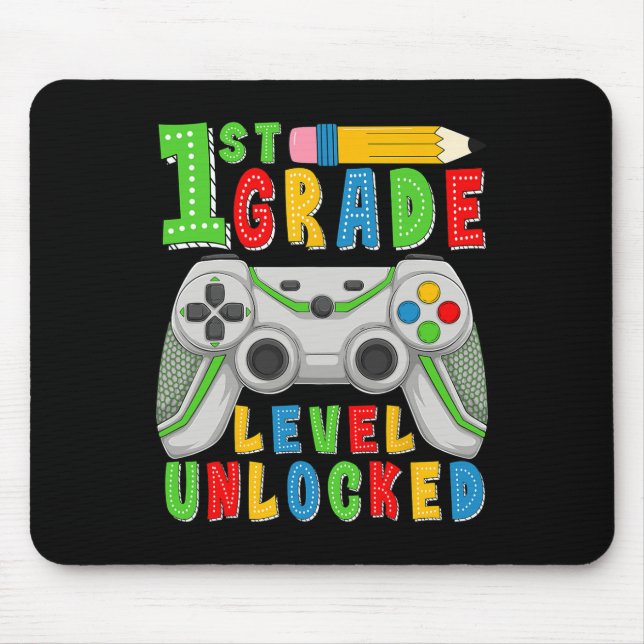 First Grade Level Unlocked Ck To School Gamer Boys Mouse Pad (Front)