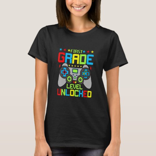 First Grade Level Unlocked Video Game Back To Scho T_Shirt