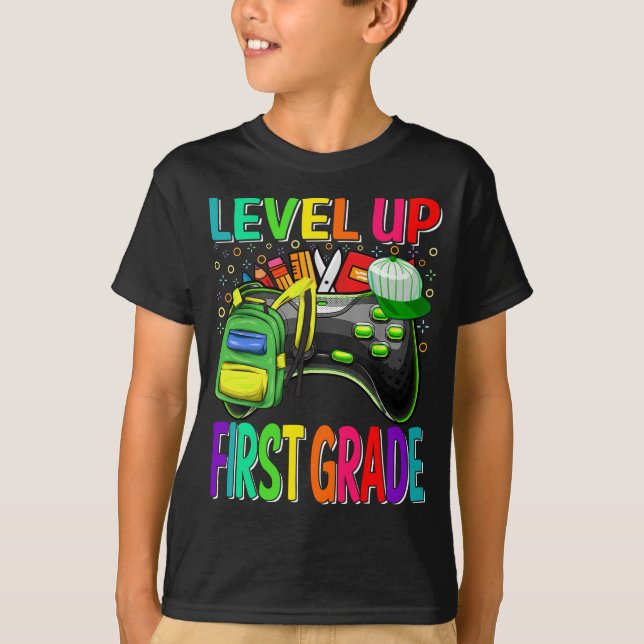 First Grade Level Up Back To School Unlocked  T-Shirt (Front)