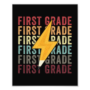 First Grade Lightning Bolt Pencil 1th Grade Photo Print