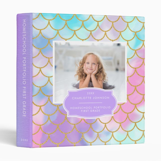 First Grade | Mermaid Homeschool Portfolio Binder (Front/Spine)