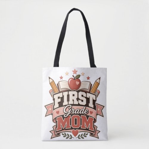 First Grade Mom Retro School  Design Tote Bag