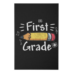 First Grade Pencil Back to School Student Kids Faux Canvas Print