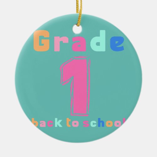 First Grade Rainbow Girls Boys Teacher Cute 1st Ceramic Ornament
